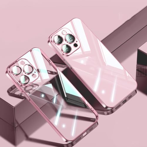 Coque TPU plaqué luxe iPhone 11 Pro Max rose avec film de protection transparent d'objectif