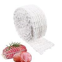 Schinkennetz Weiß, 3,0m Rollbratennetz Baumwollfaden 18 Löcher Fleischnetz Elastisches Rouladennetz Kochzubehör Fleischnetzrolle zum Aufbewahren Aufhängen Backen Kochen Schinken Fleischwurst