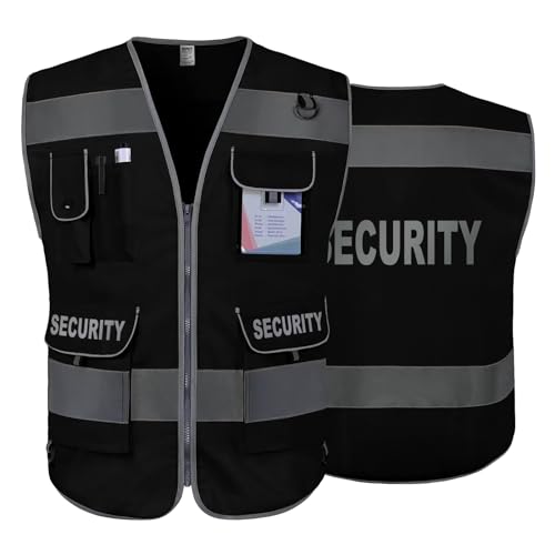 TCCFCCT Security Vest for Security Guard 9 Pockets High Visibility Safety Vest