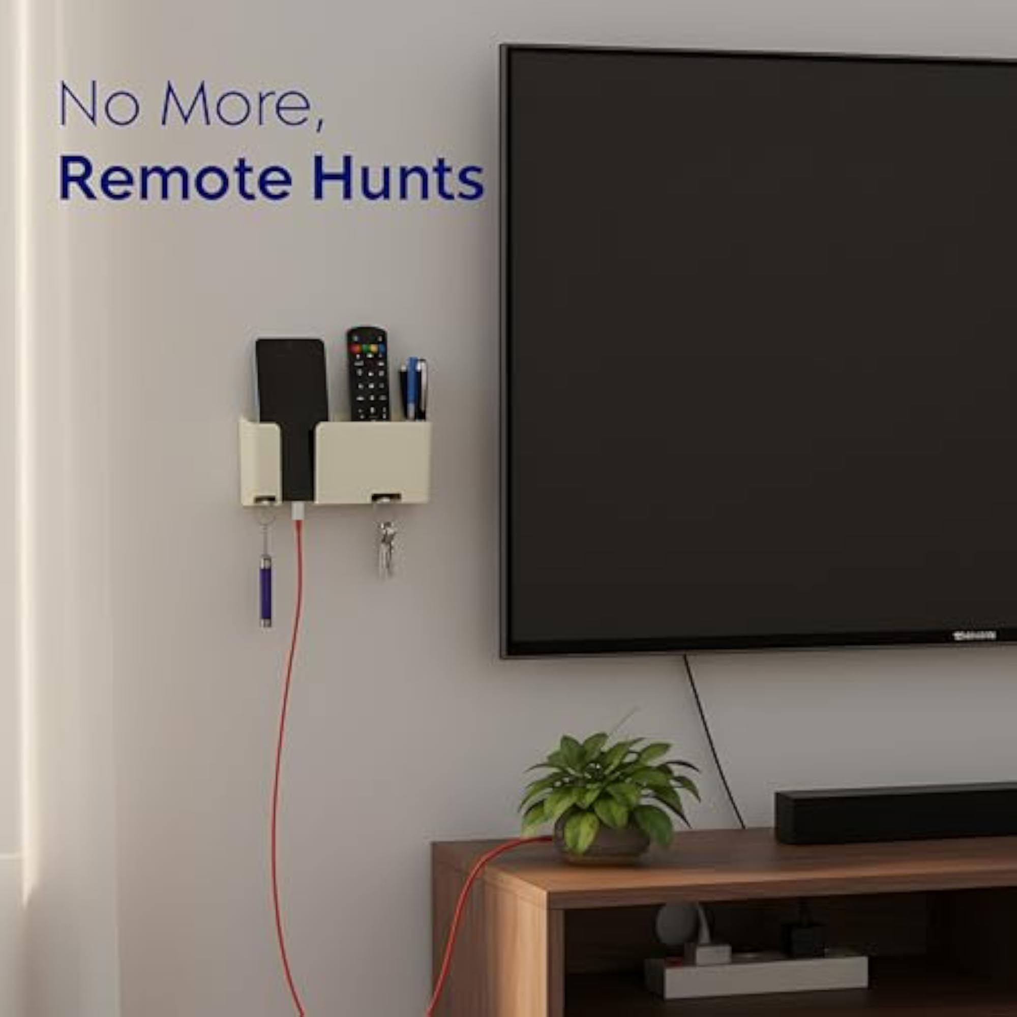 Mobile & Remote Wall Holder ABS Mount Stand with 3 Compartments