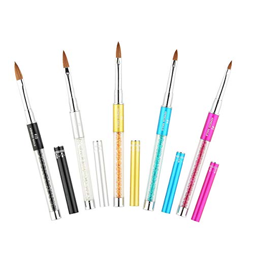 Kemeisi 1Pc Rhinestone Metal Handle Salon Using 3D Acrylic Art Nails Design Kolinsky Acrylic Nail Brush Size 2,4,6,8,10 (#2) #TOP1