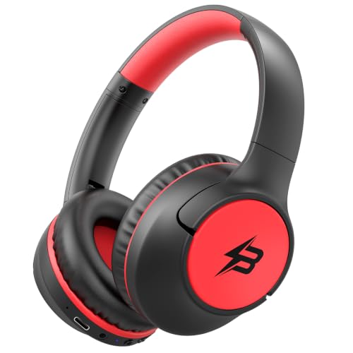 Image of Kids Bluetooth Headphones with 85H Playtime Without LED, Safe Volume 85 /94dB Wireless Headphones for Kids, Bluetooth 5.4 Over-Ear Toddler Headset for Boys Tablet /Airplane / School (Atrous & Red No LED)