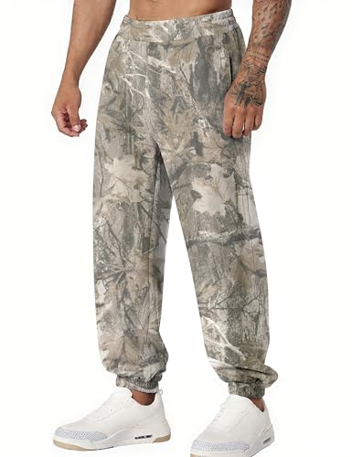 MSBESYOR Men’s Camo Baggy Sweatpants Graphic Print Workout Streetwear Joggers Pants for Men Fleece Sweats with Pockets