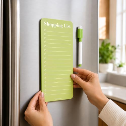 Image of Awestuffs Acrylic Shopping List Magnetic Dry Erase Board, Green