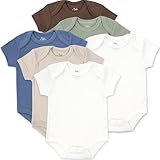 SOLID COLOR 6 PIECE BODYSUIT SET: Contains (6) short sleeve, snap closure bottom, plain solid color bodysuits for easy on and off access for diaper changes. GREAT FOR SLEEP AND LOUNGE: Pieces included are soft, breathable and comfortable for your bab...