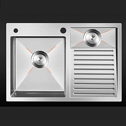 Zen - Fregadero de acero inoxidable de 2 cuencos, para balcón, lavabo de manos, baño, fregadero, encimera, 90 x 48 cm, diseño duradero y elegante.
