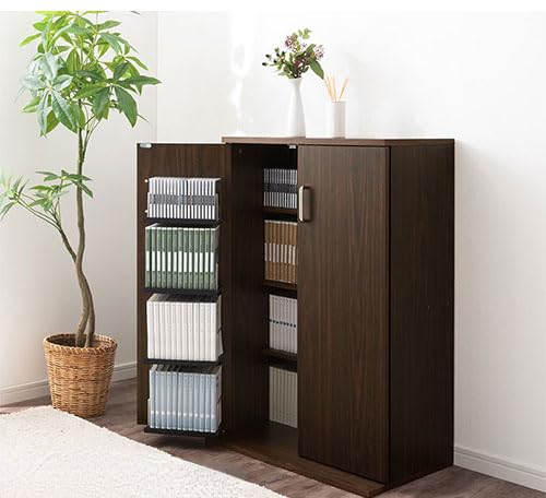 Amazon｜扉付き本棚 木製 コンパクト 大容量 収納棚 扉付 CD