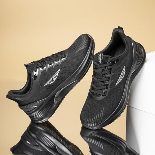 Image of Red Tape Men's Sneakers Black Silver Mesh Round Toe Lace-Up
