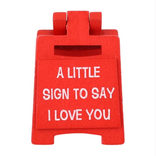 A Little Sign to Say I Love You, Decorazione da Scrivania in Legno Rosso con Scritta Ti Amo Regalo Adatto a Coppie Moglie e Marito Mini Cartello Decorativo per l'Anniversario di Matrimonio