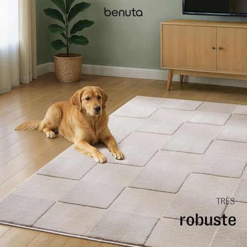 Tapis de salon géométrique rétro crème 200x300 cm benuta Basic