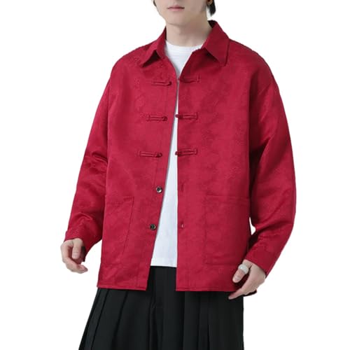 Chemise à manches longues pour homme rétro avec bouton grenouille style chinois pour automne