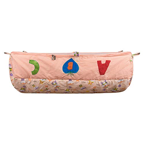 Image of Cotton Baby Cradle Cloth with Mosquito Net - Premium Purple Khoyu Hammock Swing for Ghodiyu Jhula, Washable Newborn Baby Zoli with Zipper Mesh Cover and Alphabet Patches