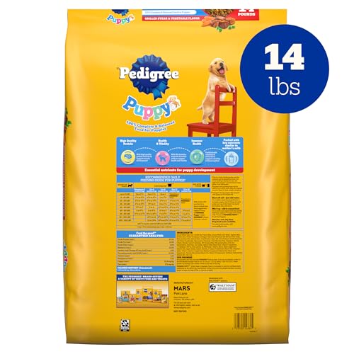 Image of Pedigree Puppy Dry Puppy Food, Grilled Steak and Vegetable Flavor, 14 lb. Bag