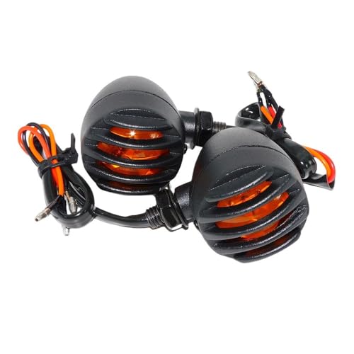 Clignotant moto en métal noir style grille vintage pour custom chopper