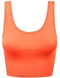 HATOPANTS Women's Camisole Cotton Crop Tank Top Slim Fit Crewneck Undershirts DEEPCORAL L