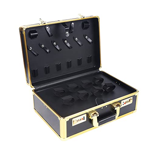 Barbiere Cassetta degli attrezzi con lucchetto a codice, Barber Toolbox Clipper Stoccaggio Valigia Alluminio Flight Case per Asciugacapelli Clippers Trimmer Argento Colore