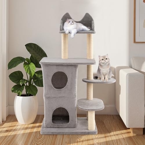 Árbol para gatos de 48.5 pulgadas con múltiples niveles y postes rascadores miniatura 3