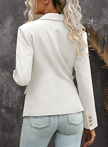 Asvivid Womens Retro Double Breasted White Blazer Office Tailored Blazers Notch Lapel Casual Jacket Stretchy Lady Suit Plus Size Xl #TOP3