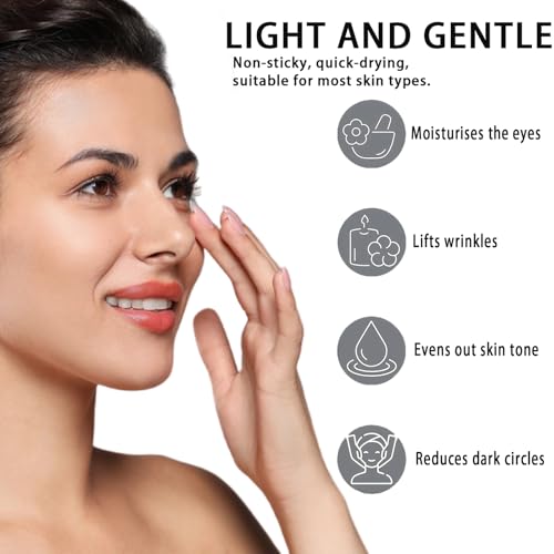JHSLCHA Perfection Eye Tightener With Brush, Instant Firming Primer with Hyaluronic Acid & Vitamin E, Natural Formula for Wrinkles, Puffiness & Fine Lines, Gentle Skin Care All Skin Types (1 Pack)