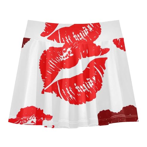 Red Lipstick Kiss Marks White Girls Skorts Athletic Shorts Skirts with Shorts Blue Pink Butterfly 3t