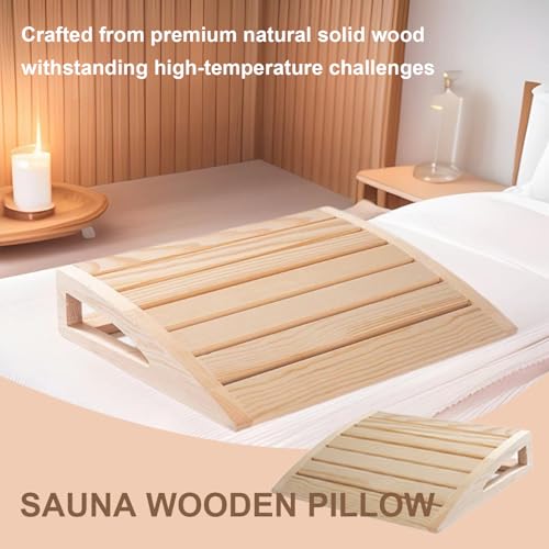 2 Stück Sauna Kopfstütze Holz,sauna zubehör,Ergonomische Saunakopfstütze Holz,Hochwertiges 100% Naturholz,Komfortable & breite,Für alle Saunatypen,für maximale Erholung