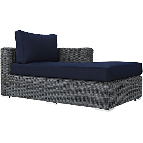 Modway Summon Outdoor Patio Right Arm Chaise With Sunbrella® Brand Navy Canvas Cushions