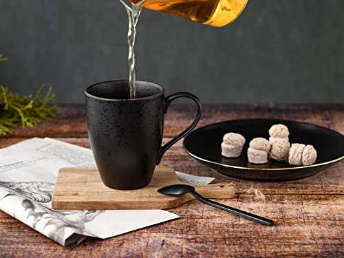 CreaTable, 22699, Serie Industrial Gold BLACK, 16-teiliges Geschirrset, Kombiservice aus Steinzeug, spülmaschinengeeignet, Qualitätsproduktion