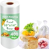 Plastic Produce Bags Roll, 10" x 14" Plastic Bags for Food, Fresh-Keeping Clear Food Bag for Fruit, Vegetable, Bread, Refrigerator Storage, Kitchen, Supermarket, 1 Roll 400 Storage Bag