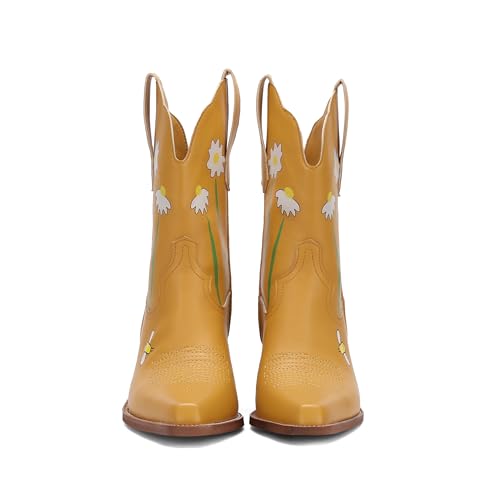 Women's Western Cowgirl Mid-Calf Boots Modern Fashion Western Booties2