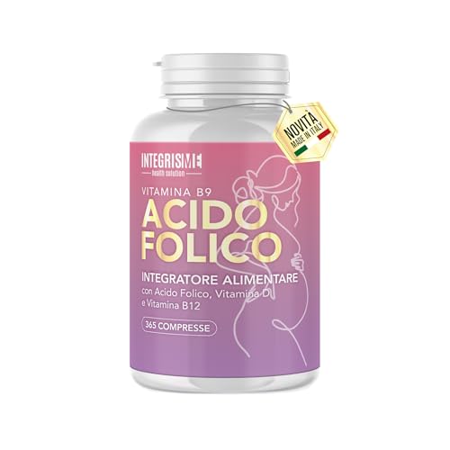 Acido Folico 400μg Con Vitamina B12 E D3 | 365 Compresse | Supporto a Energia, Immunità e Benessere Quotidiano.