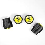 HSHYF 4 Pcs Car Valve Caps for Ferrari Roma Portofino F8 GTC4Lusso 488 F12 FF California 458 F430, Aluminum Alloy Airtight Valve Covers,Black-A