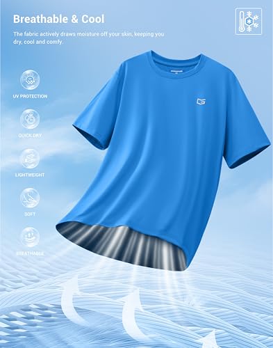 Image of G Gradual Men's Sun Protection Swim Shirt UPF 50+ Rash Guard Short Sleeve Quick Dry Water Hiking Workout Shirts for Men
