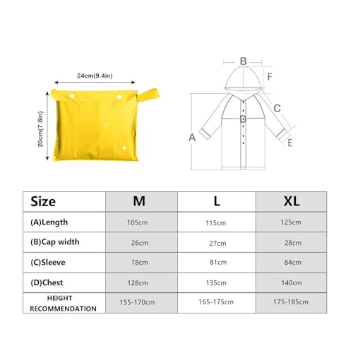 Voarge Eva Regenjacke Regenmantel für Erwachsene, für Damen und Herren Regenbekleidung Regencape Regenjacke Wasserdicht für Wandern Radfahren (M, Gelb)