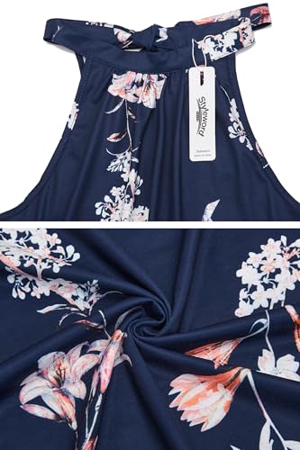 Image of STYLEWORD Women's Summer Floral Halter Maxi Dress Vacation Semi Formal 2026
