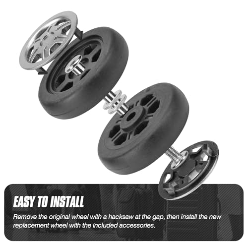 Zoofen 8 peças de substituição de rodas de bagagem de 53 mm rodas de mala de viagem duplas rodas de
