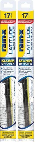 Image of Rain-X 5079283-2 Latitude 2-In-1 Water Repellent Wiper Blades, 17 Inch Windshield Wipers (Pack Of 2), Automotive Replacement Blades With Patented Repellency Formula