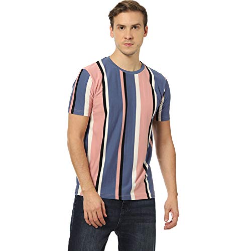 Image of CAHOOT Men's Blue and Mint Ombre Henley Neck Short Sleeve Regular Fit T Shirt for Regular Wear