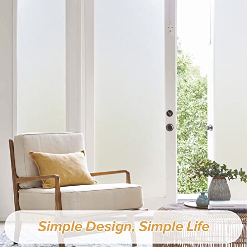 Rabbitgoo Window Privacy Film, Frosted Glass Window Film, Removable Opaque Sun Blocking Glass Covering Non-Adhesives Static Cling Vinyl Decals For Bathroom, Matte Pure, 17.5" X 78.7" #TOP7