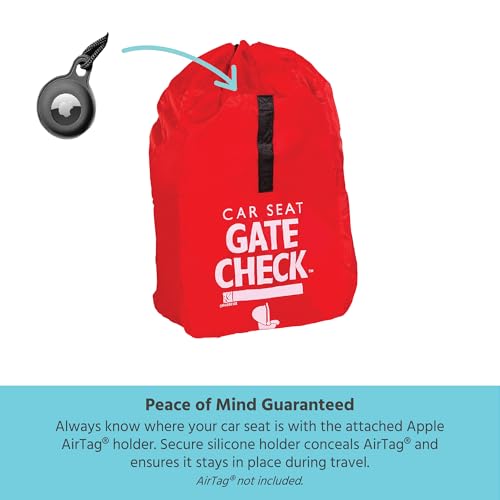 jl childress gate check bag for car seats - travel bag for airplane fits all baby amp infant car seats airport accessories for gate check flying essentials airtag compatible - red