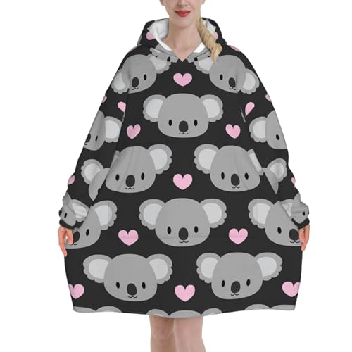 Sweat-shirt couverture oversize femme en flanelle koala rose