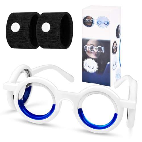 Pipihome Motion Sickness Glasses, 3 Pcs Travel Sickness Bands Car Sea Anti Motion Sickness Glasses, Vertigo Nausea Relief Motion Sickness Glasses Bands for Kids and Adults
