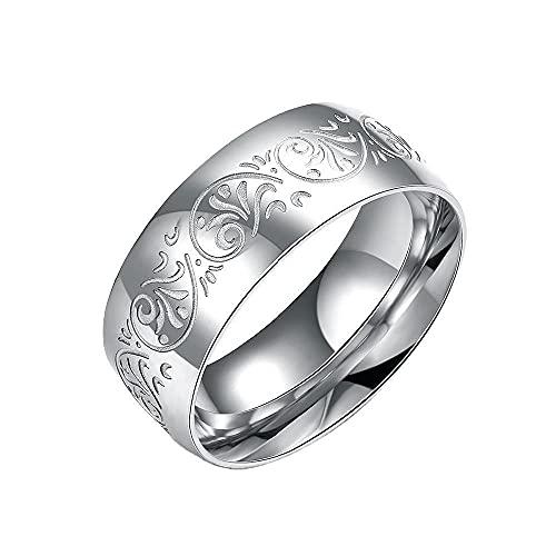 Accesorios Hip Hop Punk con Anillo De Acero Inoxidable con Patrón Tallado Simple para Hombres,9 Cover