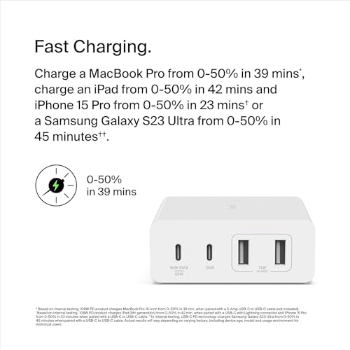 Station de charge GaN 108W Belkin 4 ports USB C et A haute performance - 3