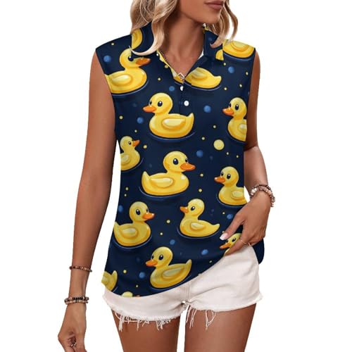 Camiseta de golf sin mangas para mujer, con bonito estampado de pato de dibujos animados, cuello en V, camiseta de tenis, Style-22, Large