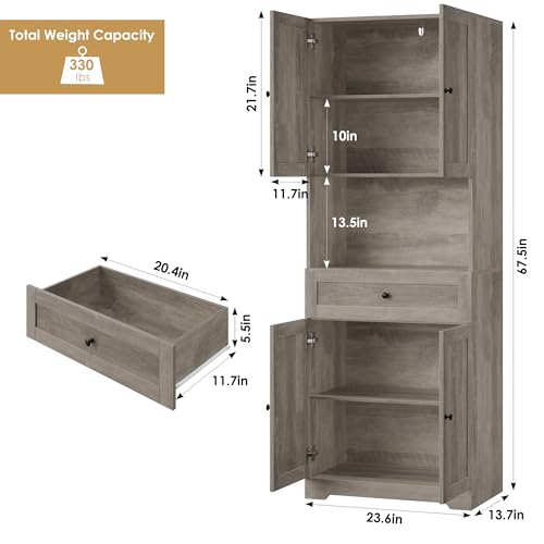 HIFIT-Tall-Bathroom-Storage-Cabinets-Farmhouse-Linen-Cabinet-with-4-Doors-Wide-Shelves-Drawer-67-Tall-Storage-Cabinet-Freestanding-for-Bathroom-Dining-Living-Room-Kitchen-Pantry-Brown-1Pcs HIFIT Tall Bathroom Storage Cabinets Farmhouse Linen Cabinet with 4 Doors Wide Shelves Drawer 67 Tall Storage Cabinet Freestanding for Bathroom Dining Living Room Kitchen Pantry Brown 1Pcs