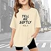 Girls T-Shirts,Graphic Letter Print for Kids Comfortable Casual Tees and Shirts for Girls and Boys Beige #1