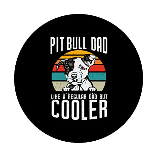 Pit Bull Dad Like A Regular Dad But Cooler Dog Lovers PopSockets Swappable PopGrip, Black - Image 3