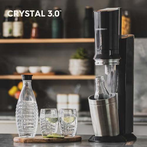 Bild 6 - SodaStream Crystal 3.0 Wassersprudler mit 1x Quick-Connect CO2-Zylinder und 2X Glaskaraffen, Silber, Schwarz, Titan, 45 cm