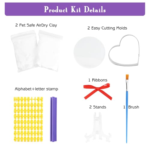 FIDWALL 2er-Pack Haustierpfotenabdruck-Set,Gedenkornamente FüR Hunde Und Katzen,FüR Neue Welpen Und KäTzchen,Keine Tinte Katze Hundepfotenabdruck-Set Als Andenken,Mit Halter Und Namensstempel.