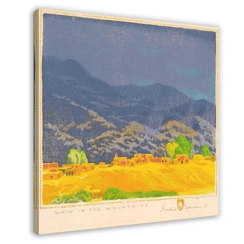 Impression sur toile Gustave Baumann Pluie dans les montagnes Tableau mural 40x40 cm